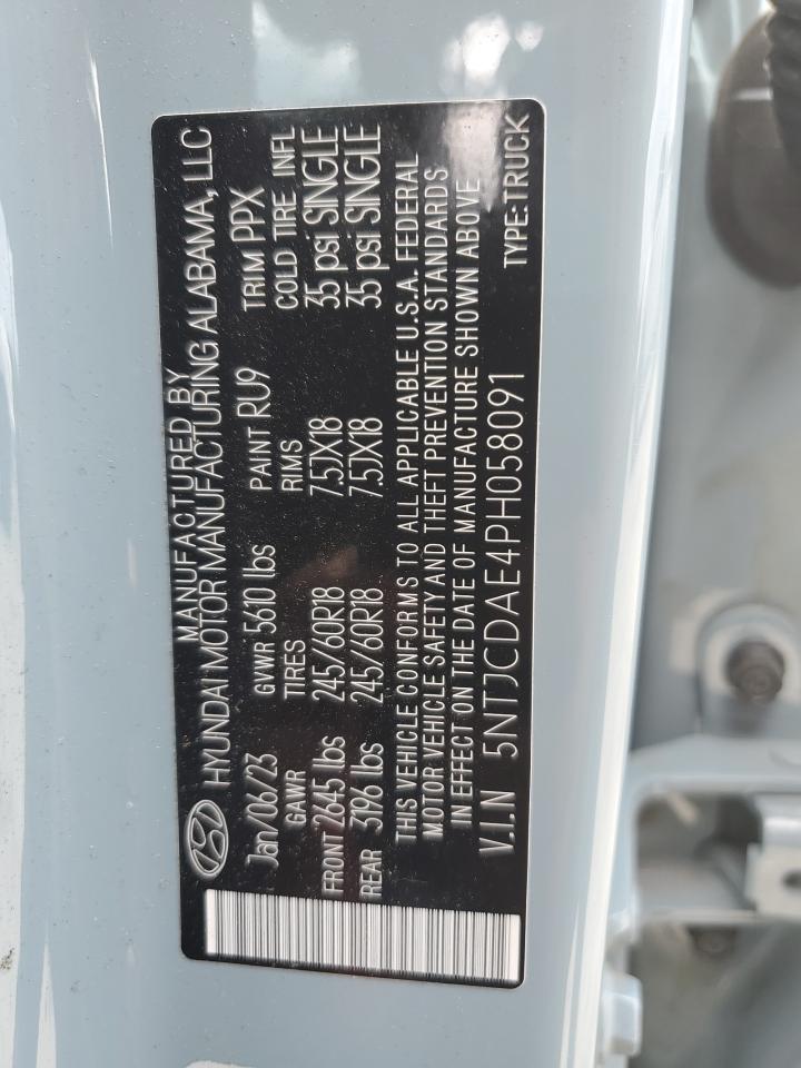 2023 HYUNDAI SANTA CRUZ SEL VIN:5NTJCDAE4PH058091