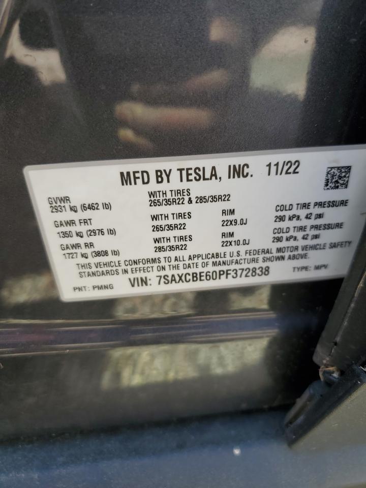 2023 TESLA MODEL X VIN:7SAXCBE60PF372838