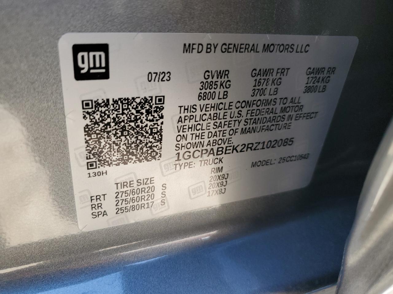 2024 CHEVROLET SILVERADO C1500 CUSTOM VIN:1GCPABEK2RZ102085