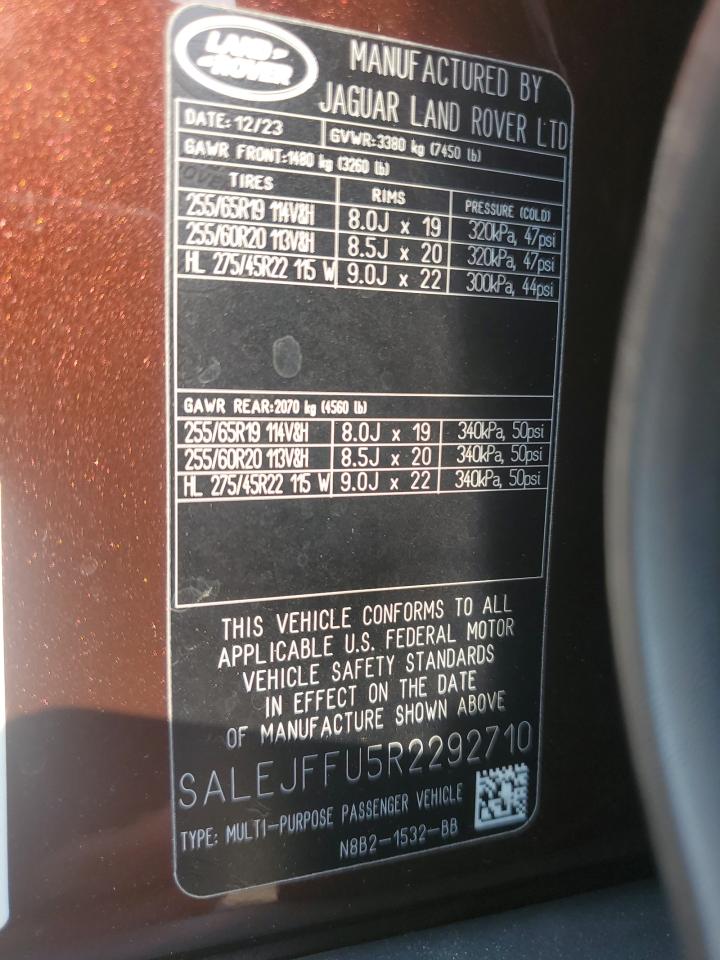 2024 LAND ROVER DEFENDER 130 S VIN:SALEJFFU5R2292710