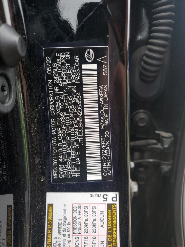 2022 LEXUS UX 200 BASE VIN:JTHE3JBH8N2054534