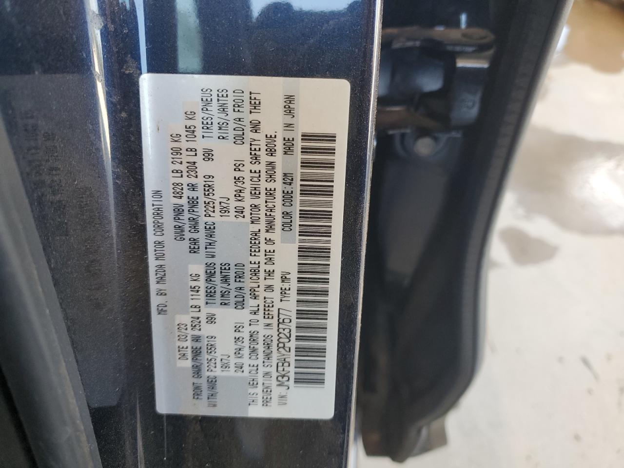 2023 MAZDA CX-5 VIN:JM3KFBAY2P0237677