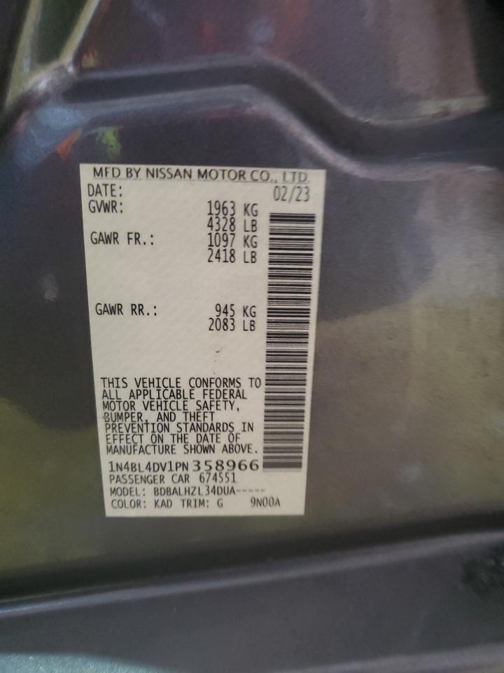 2023 NISSAN ALTIMA SV VIN:1N4BL4DV1PN358966