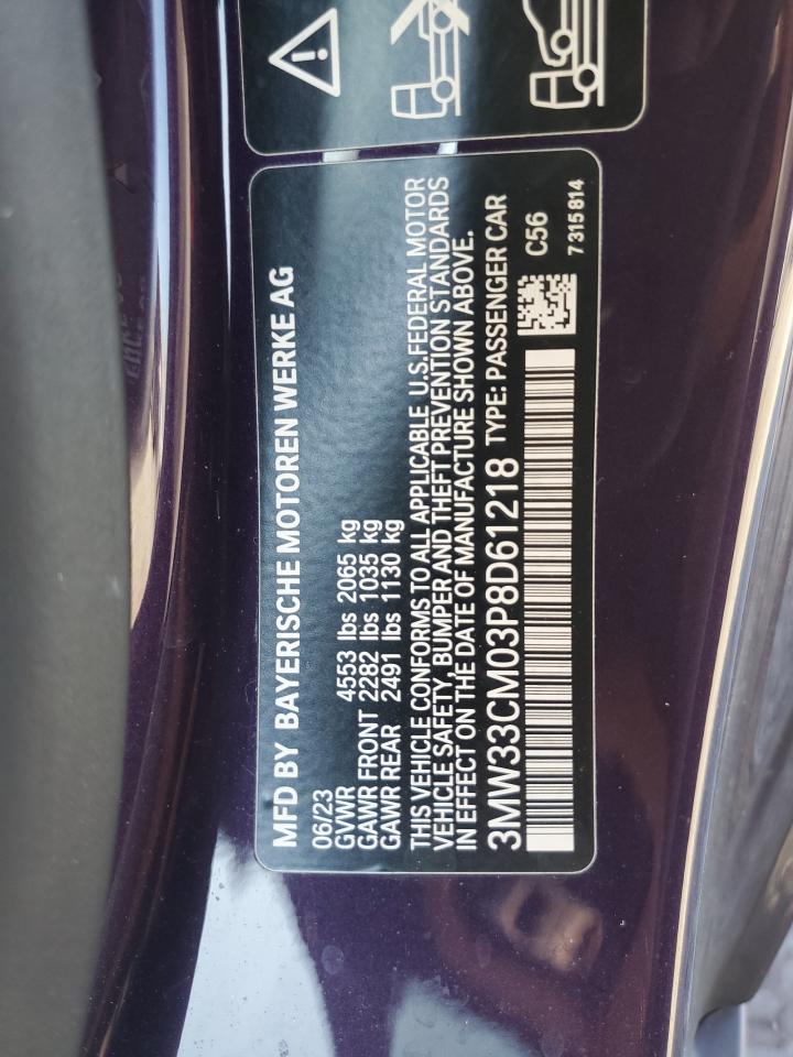 2023 BMW 230XI VIN:3MW33CM03P8D61218