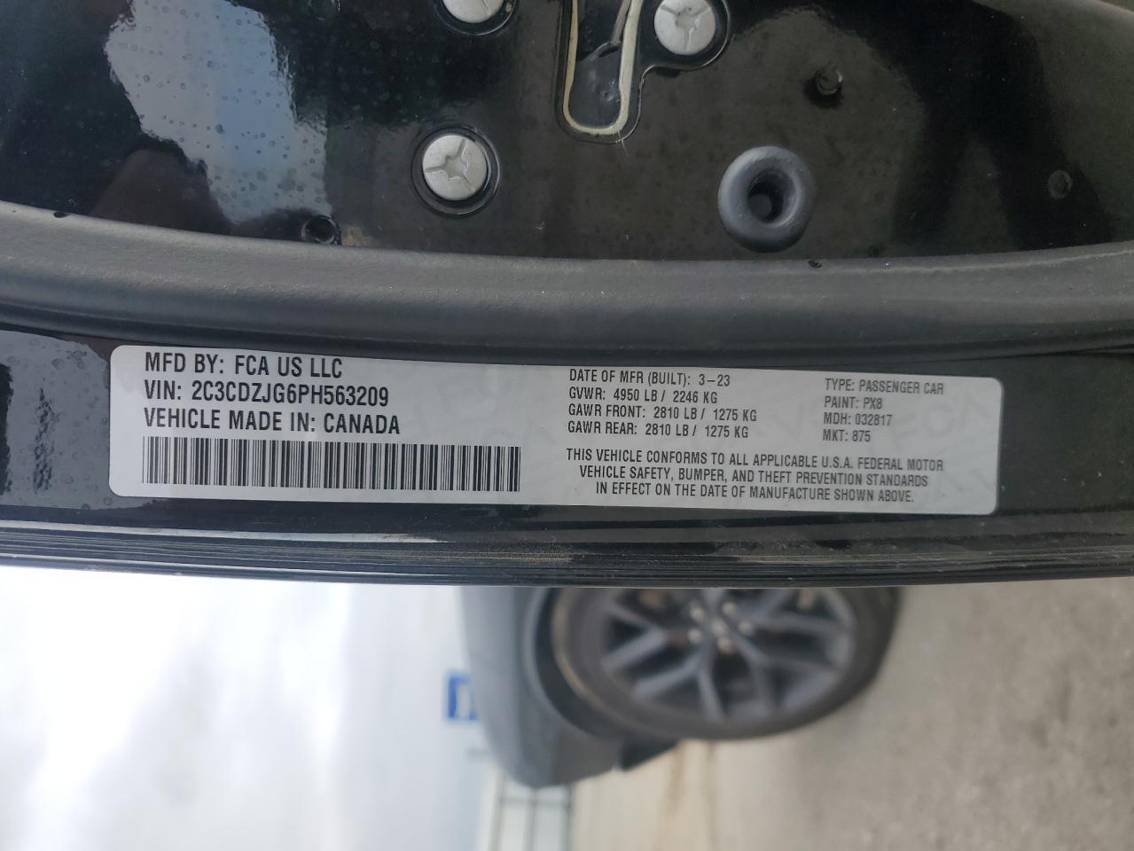 2023 DODGE CHALLENGER GT VIN:2C3CDZJG6PH563209