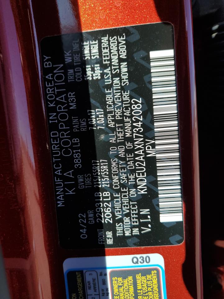 2022 KIA SELTOS S VIN:KNDEU2AAXN7342082