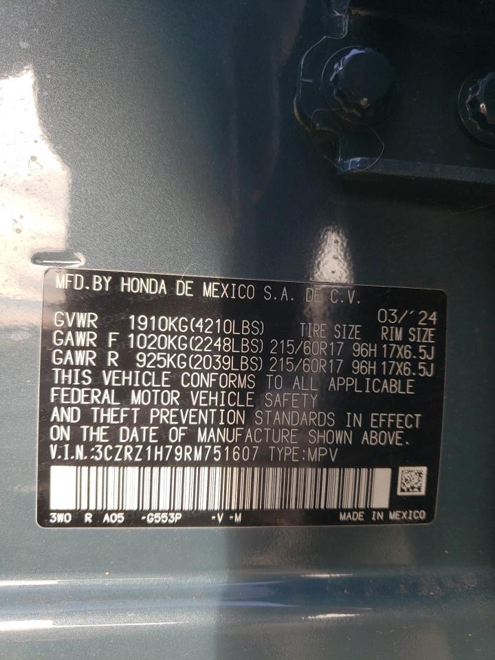 2024 HONDA HR-V EXL VIN:3CZRZ1H79RM751607