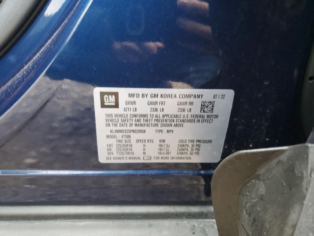 2023 BUICK ENCORE GX SELECT VIN:KL4MMDS25PB020958