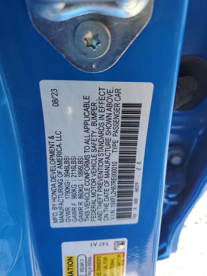 2024 HONDA CIVIC SPORT VIN:19XFL2H87RE000010