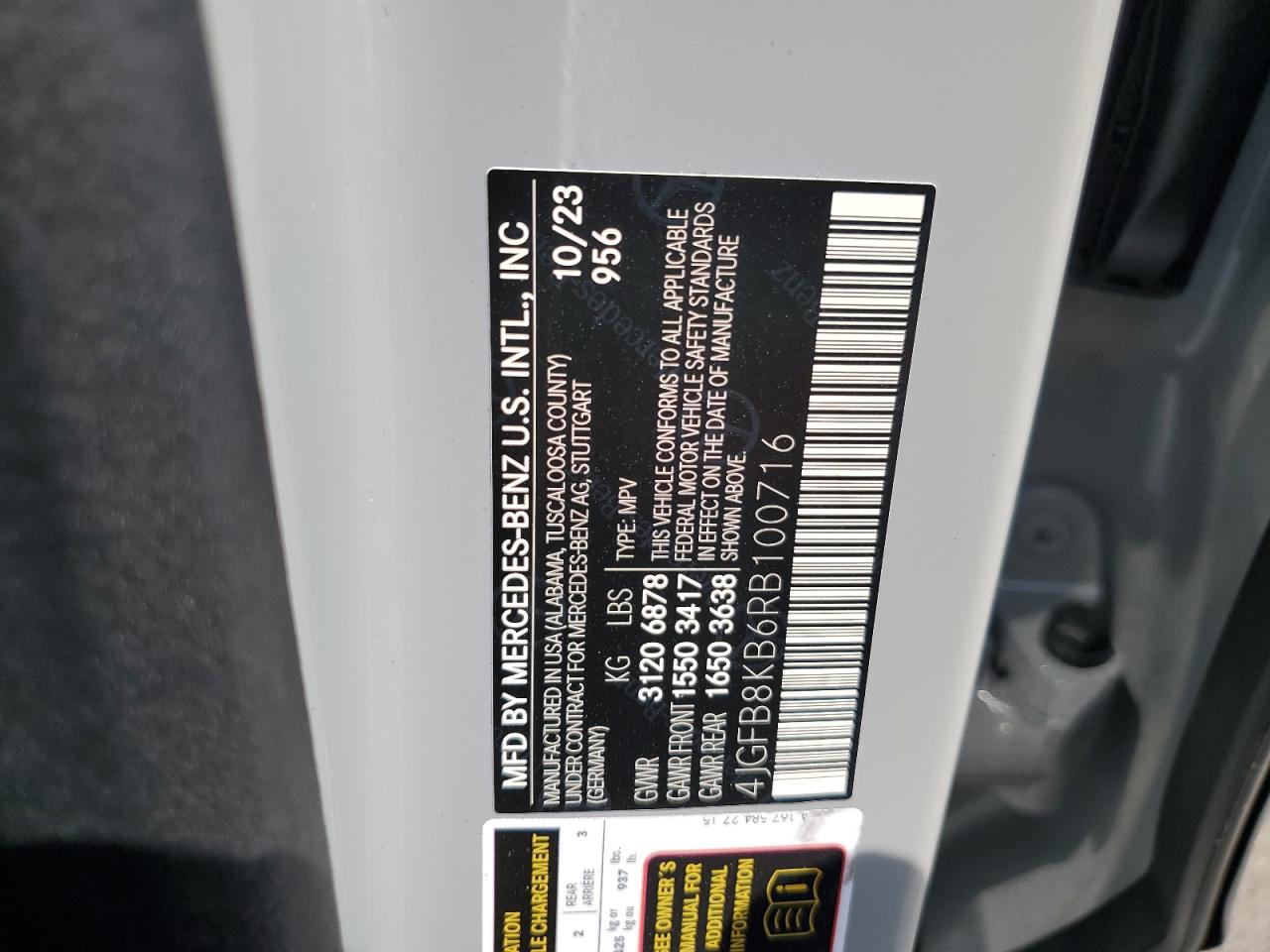 2024 MERCEDES-BENZ GLE 63 S 4MATIC AMG VIN:4JGFB8KB6RB100716