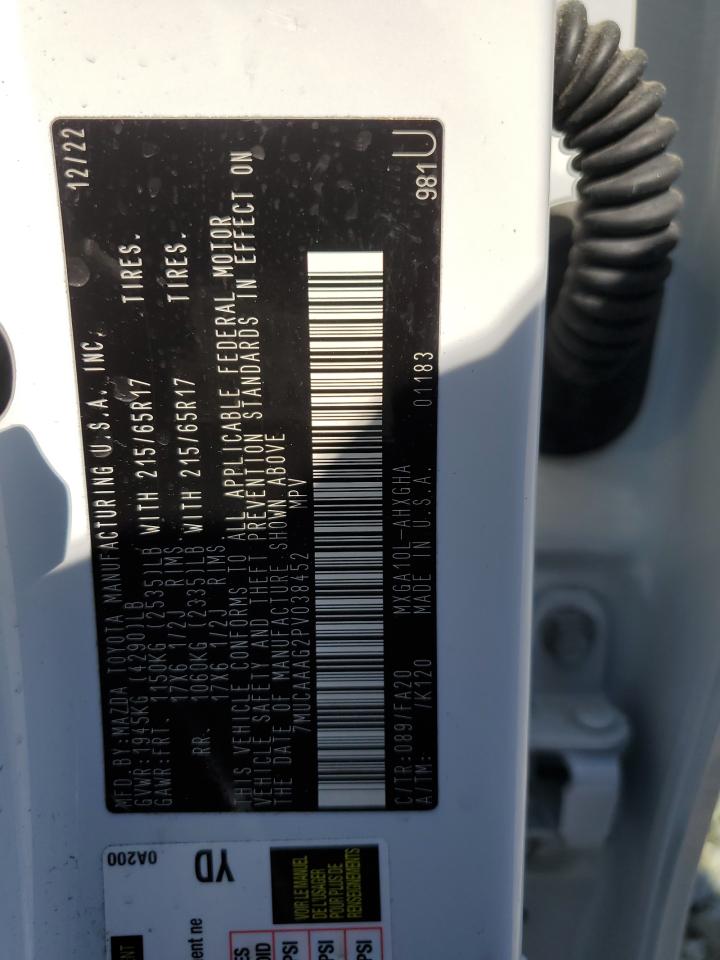 2023 TOYOTA COROLLA CROSS LE VIN:7MUCAAAG2PV038452