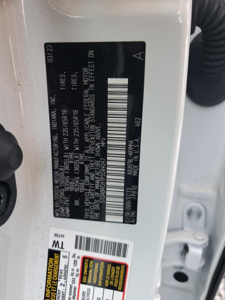 2023 TOYOTA HIGHLANDER HYBRID BRONZE EDITION VIN:5TDABRCH1PS584047