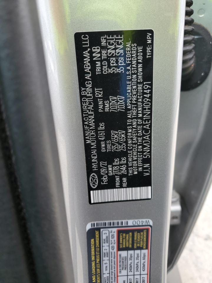 2022 HYUNDAI TUCSON SE VIN:5NMJACAE1NH094491