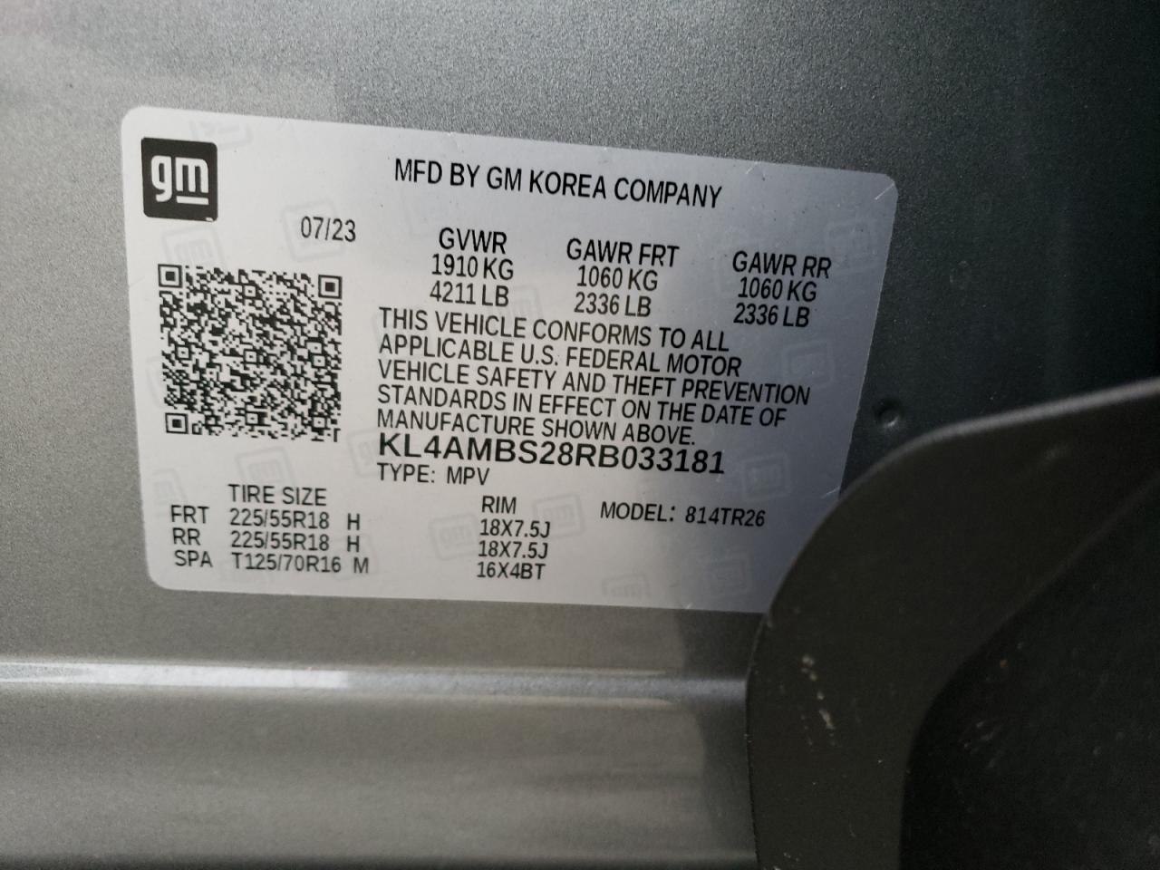 2024 BUICK ENCORE GX PREFERRED VIN:KL4AMBS28RB033181