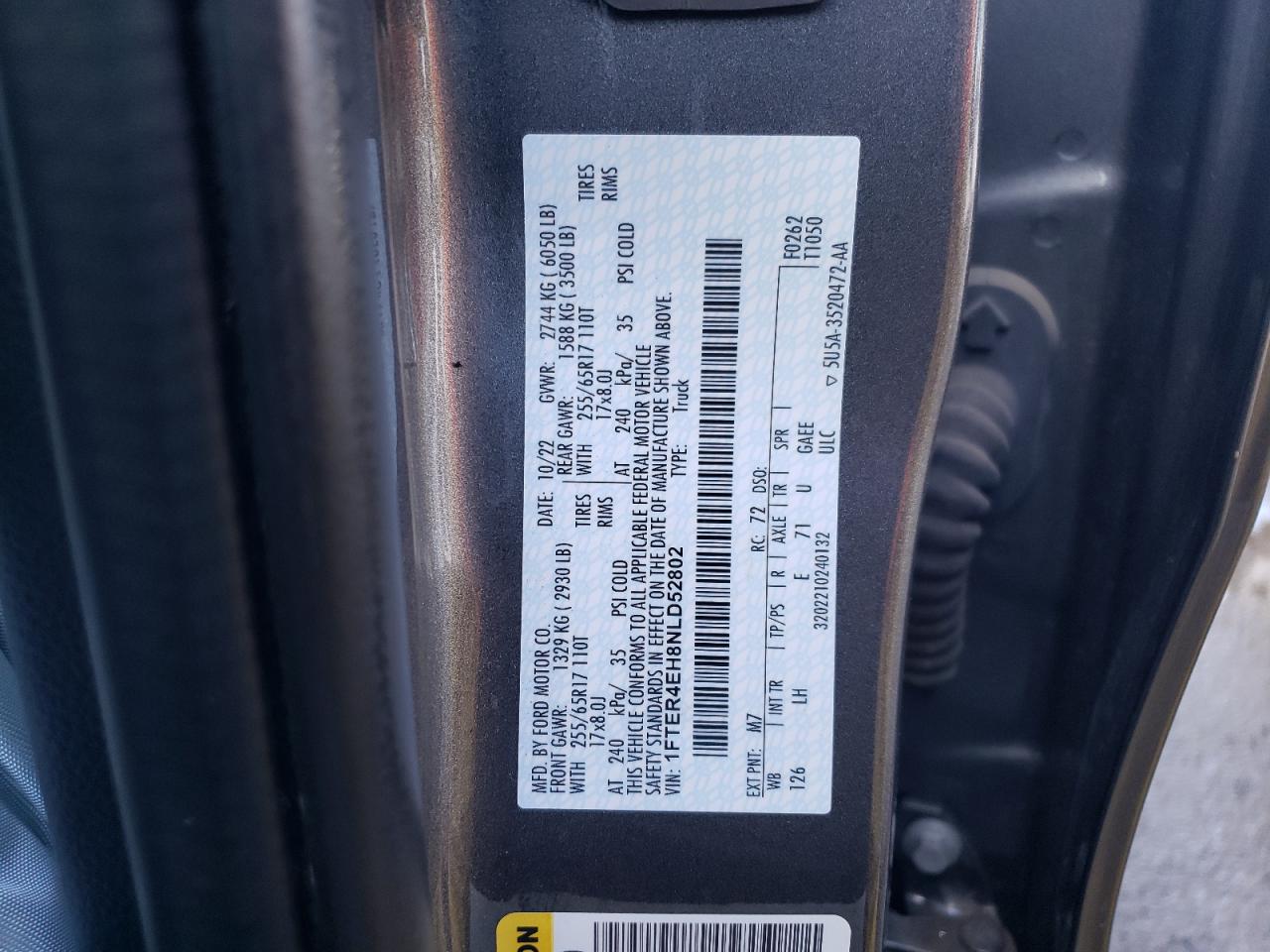 2022 FORD RANGER XL VIN:1N4BL3AP4DC102389