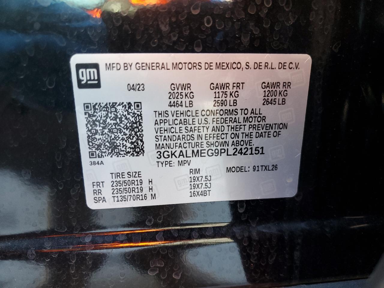 2023 GMC TERRAIN SLE VIN:3GKALMEG9PL242151