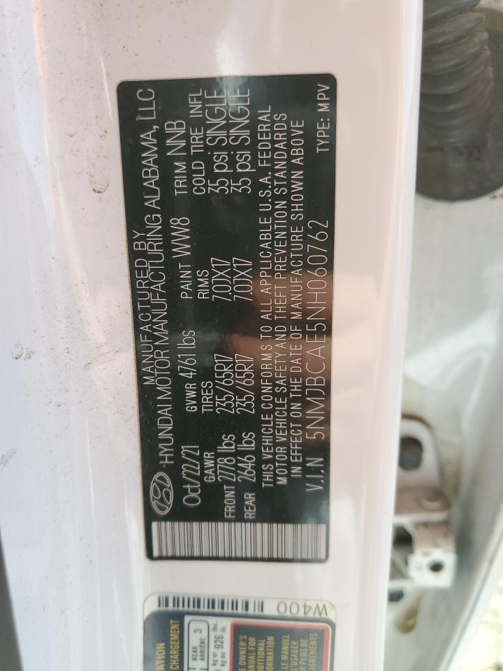 2022 HYUNDAI TUCSON SEL VIN:5NMJBCAE5NH060762