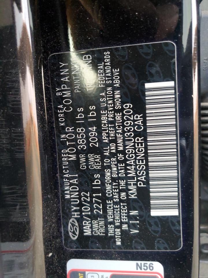 2022 HYUNDAI ELANTRA SEL VIN:3VW2B7AJ3HM349002