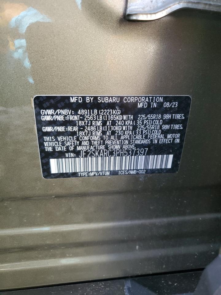 2023 SUBARU FORESTER TOURING VIN:JF2SKARC3PH537397
