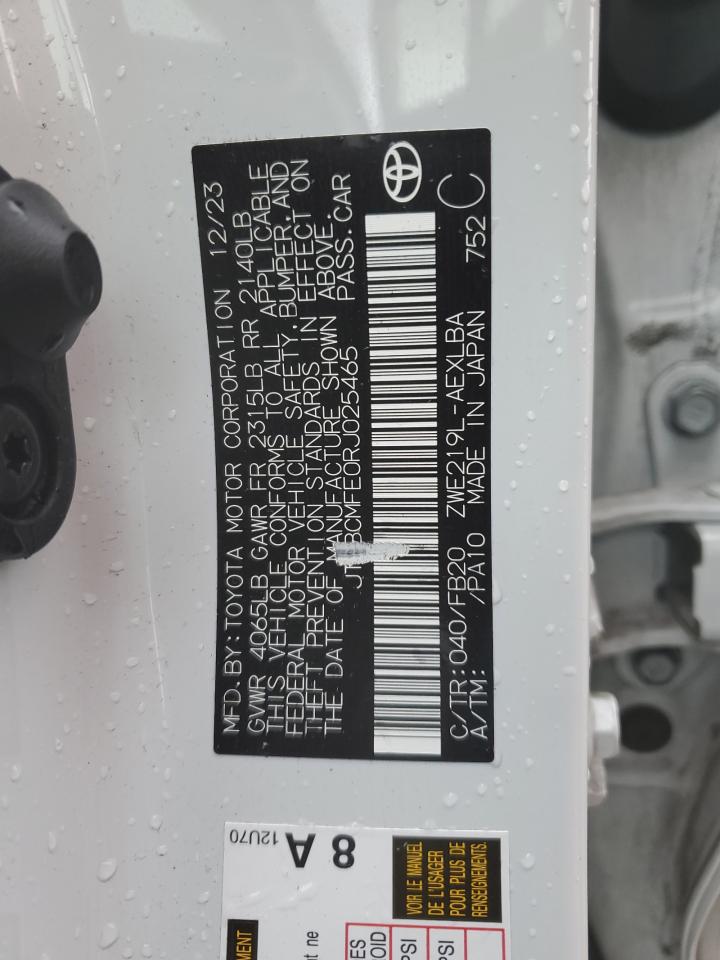 2024 TOYOTA COROLLA LE VIN:JTDBCMFE0RJ025465
