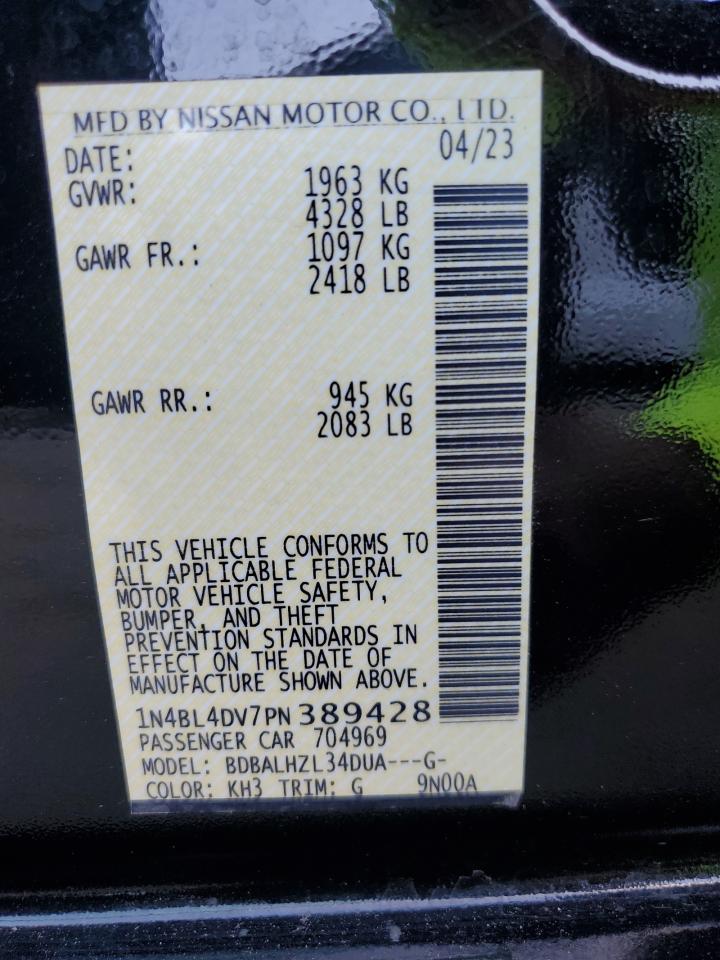 2023 NISSAN ALTIMA SV VIN:1N4BL4DV7PN389428