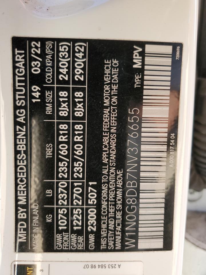 2022 MERCEDES-BENZ GLC 300 VIN:W1N0G8DB7NV376655