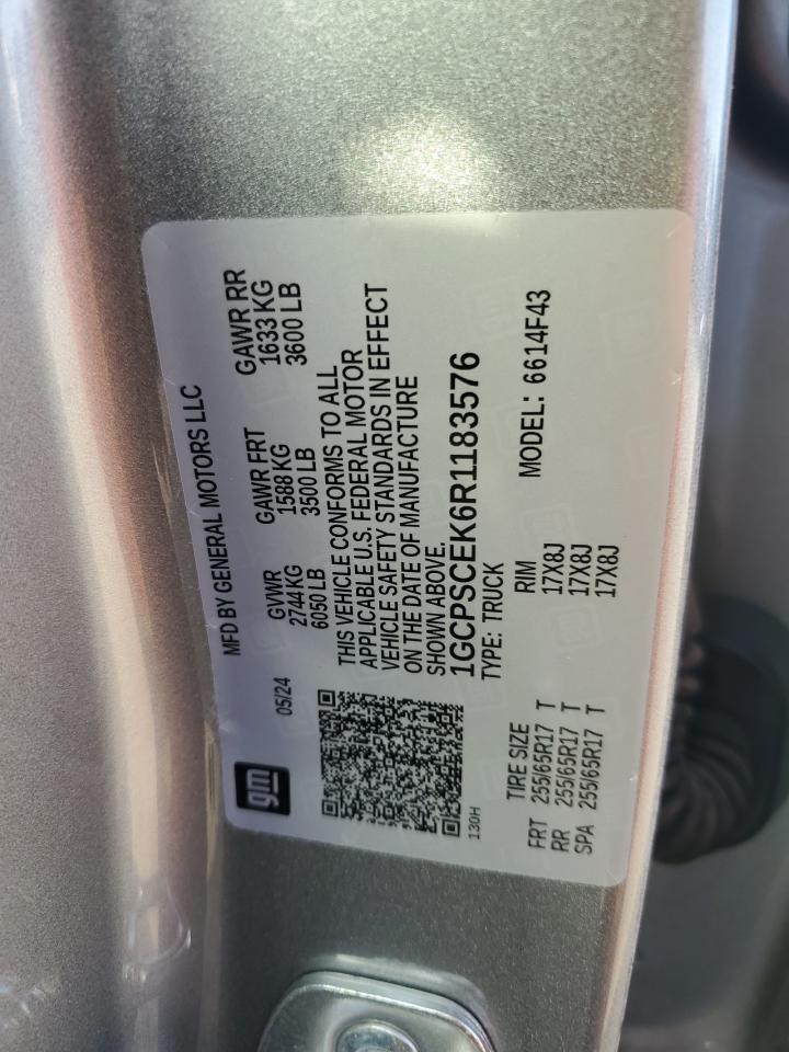 2024 CHEVROLET COLORADO LT VIN:1GCPSCEK6R1183576