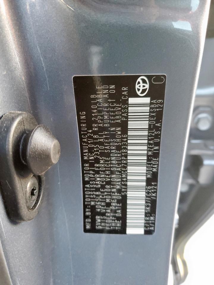 2024 TOYOTA COROLLA SE VIN:5YFS4MCE7RP183346