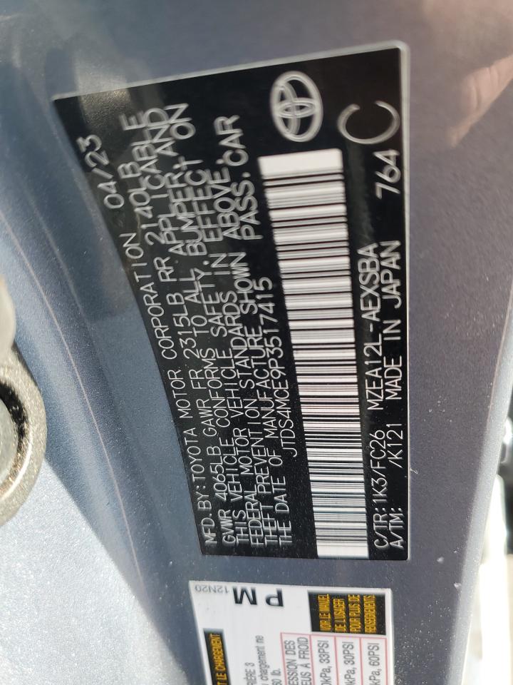 2023 TOYOTA COROLLA SE VIN:JTDS4MCE9P3517415