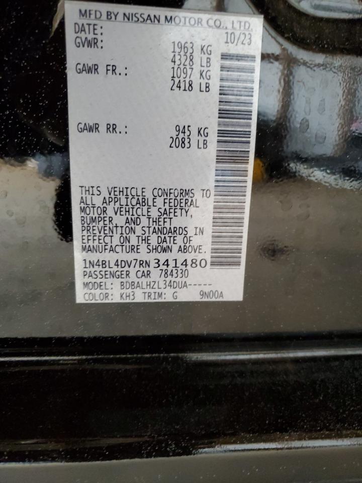 2024 NISSAN ALTIMA SV VIN:1N4BL4DV7RN341480