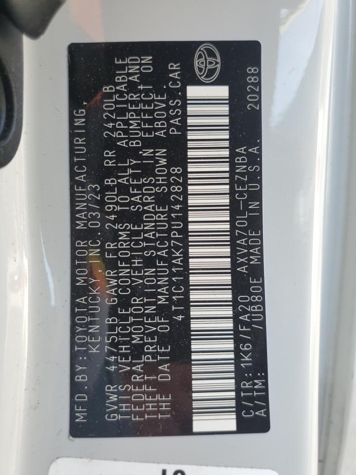 2023 TOYOTA CAMRY LE VIN:4T1C11AK7PU142828