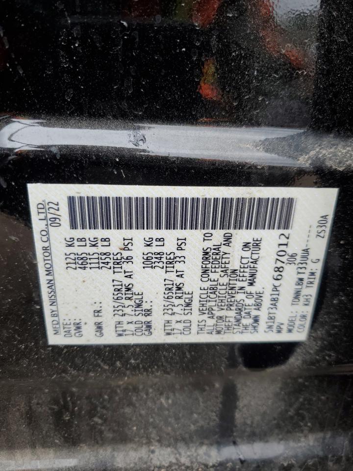 2023 NISSAN ROGUE S VIN:5N1BT3AB1PC687012