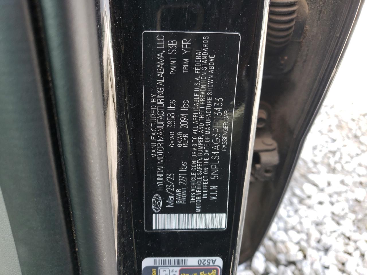 2023 HYUNDAI ELANTRA SEL VIN:5NPLS4AG3PH113433