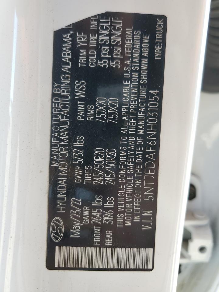 2022 HYUNDAI SANTA CRUZ LIMITED VIN:5NTJEDAF6NH031054