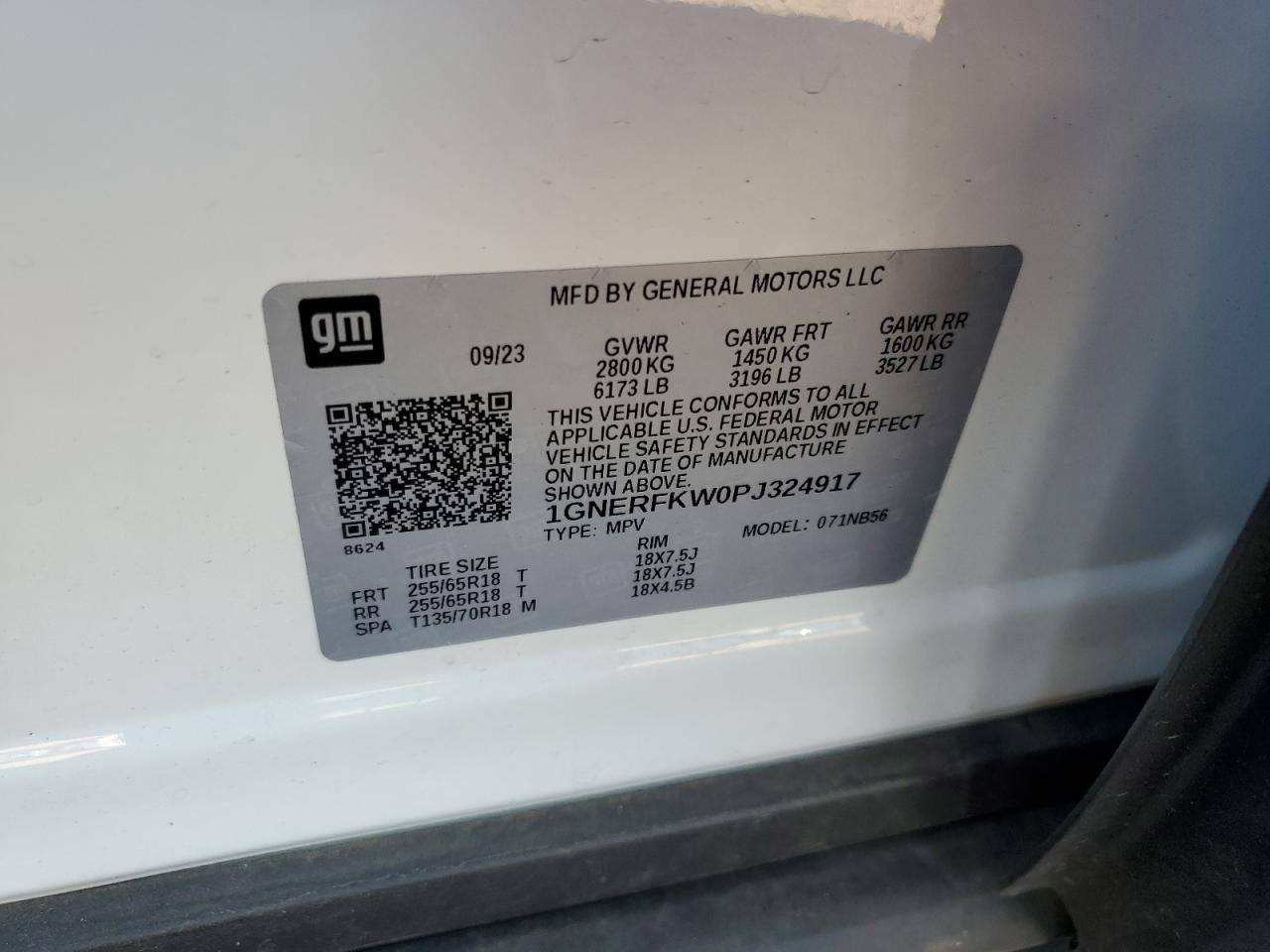 2023 CHEVROLET TRAVERSE LS VIN:1GNERFKW0PJ324917