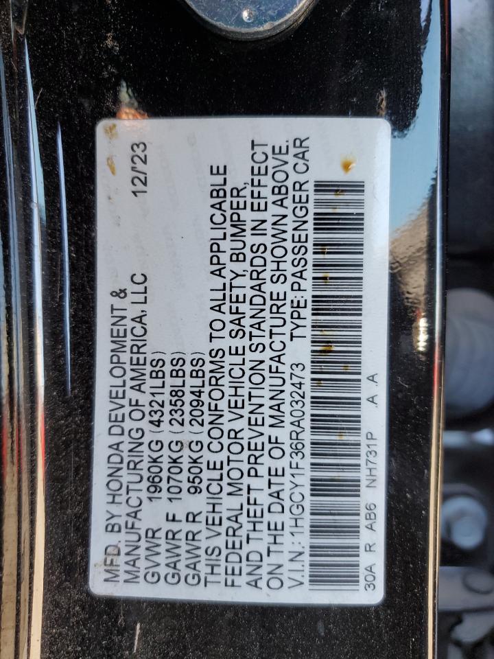 2024 HONDA ACCORD EX VIN:1GKKVTKD3EJ159600