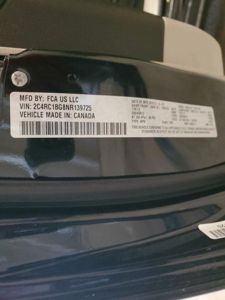 2022 CHRYSLER PACIFICA TOURING L VIN:2C4RC1BG8NR139725