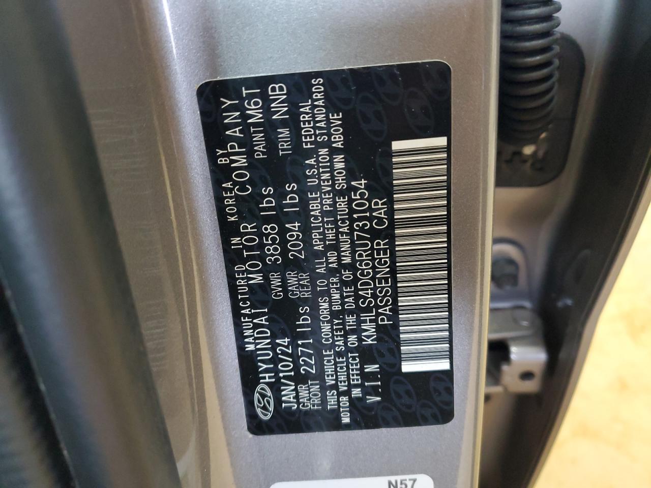 2024 HYUNDAI ELANTRA SEL VIN:KMHLS4DG6RU731054