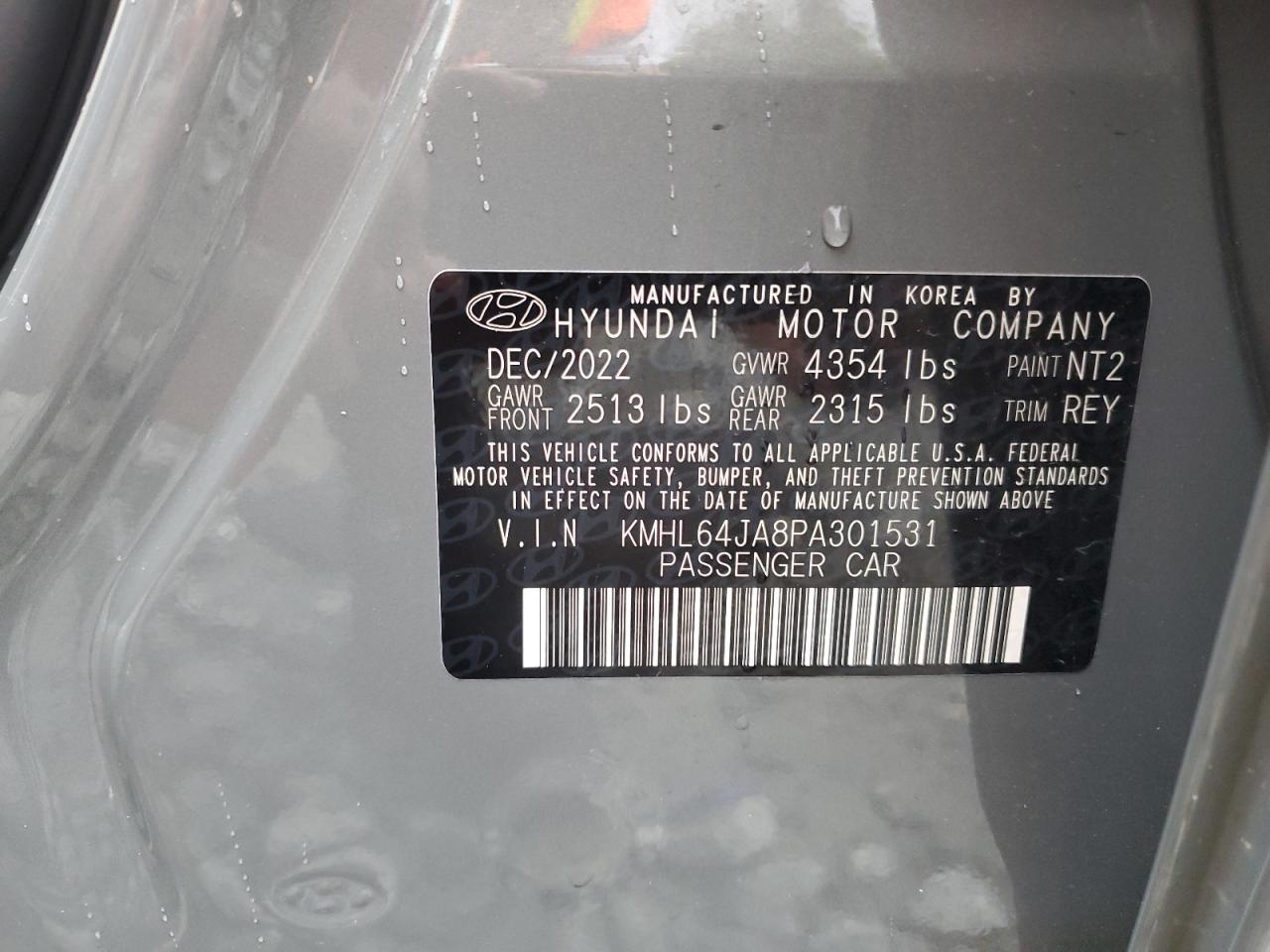 2023 HYUNDAI SONATA SEL VIN:KMHL64JA8PA301531