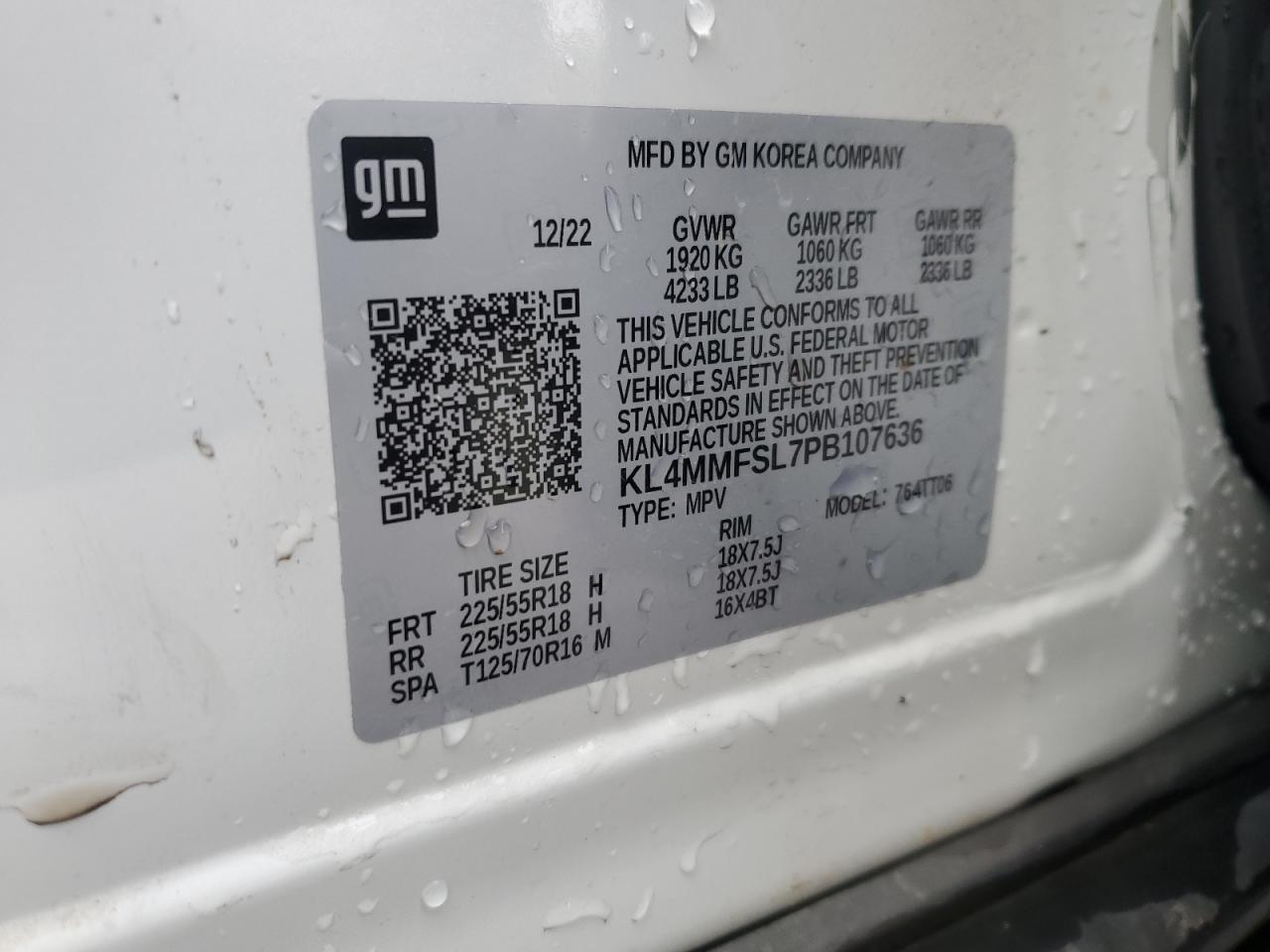 2023 BUICK ENCORE GX ESSENCE VIN:KL4MMFSL7PB107636