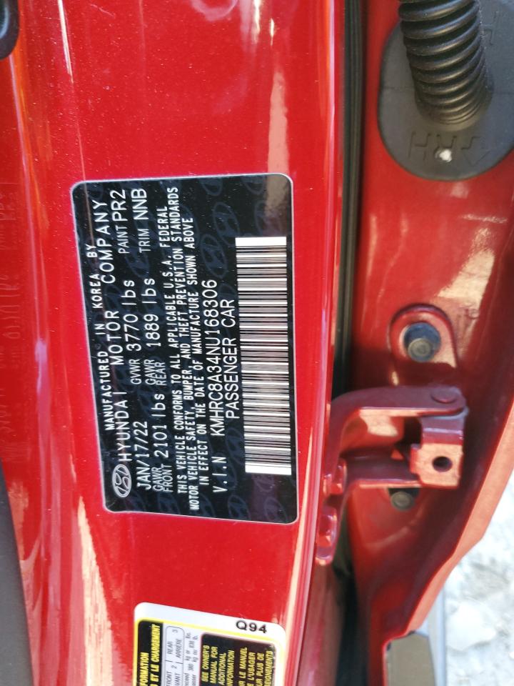 2022 HYUNDAI VENUE SEL VIN:KMHRC8A34NU168306
