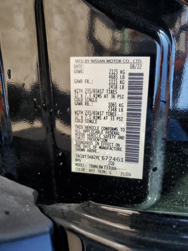 2023 NISSAN ROGUE S VIN:5N1BT3AB2PC677461