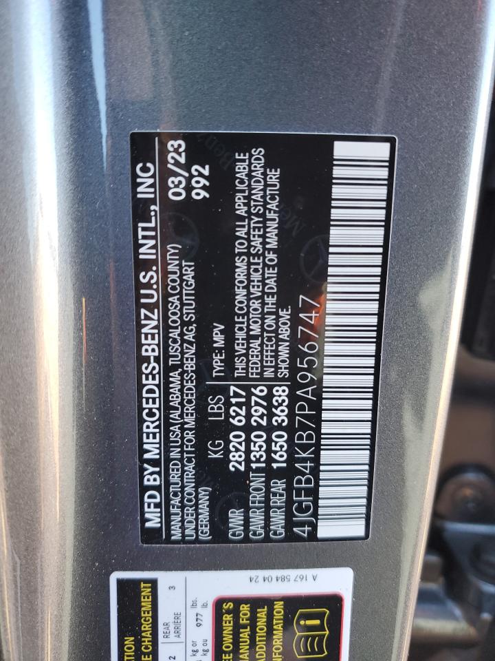 2023 MERCEDES-BENZ GLE 350 4MATIC VIN:4JGFB4KB7PA956747