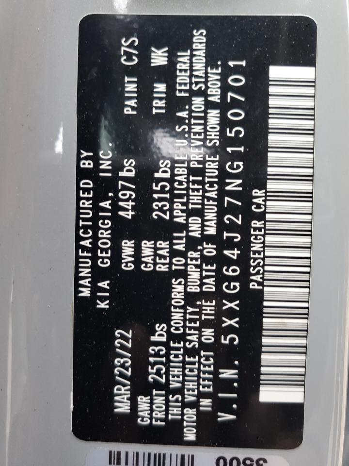 2022 KIA K5 GT LINE VIN:5XXG64J27NG150701