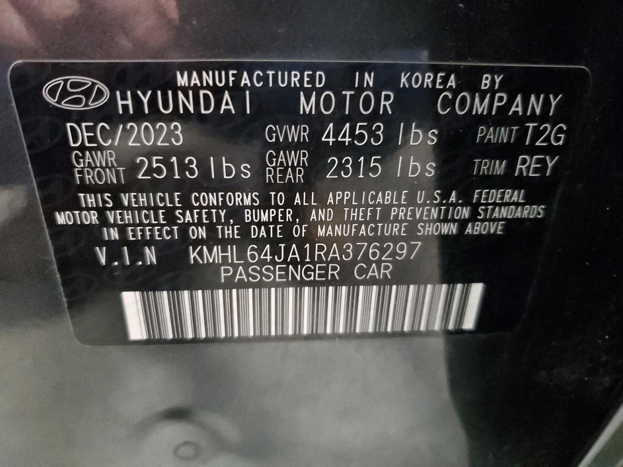 2024 HYUNDAI SONATA SEL VIN:KMHL64JA1RA376297