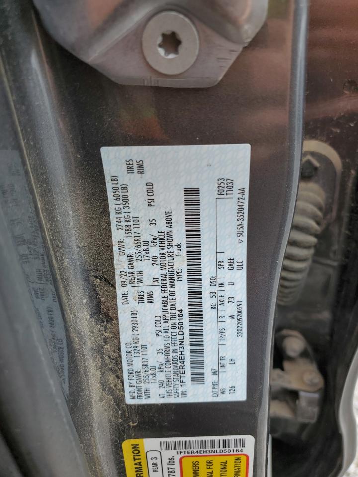 2022 FORD RANGER XL VIN:1FTER4EH3NLD50164