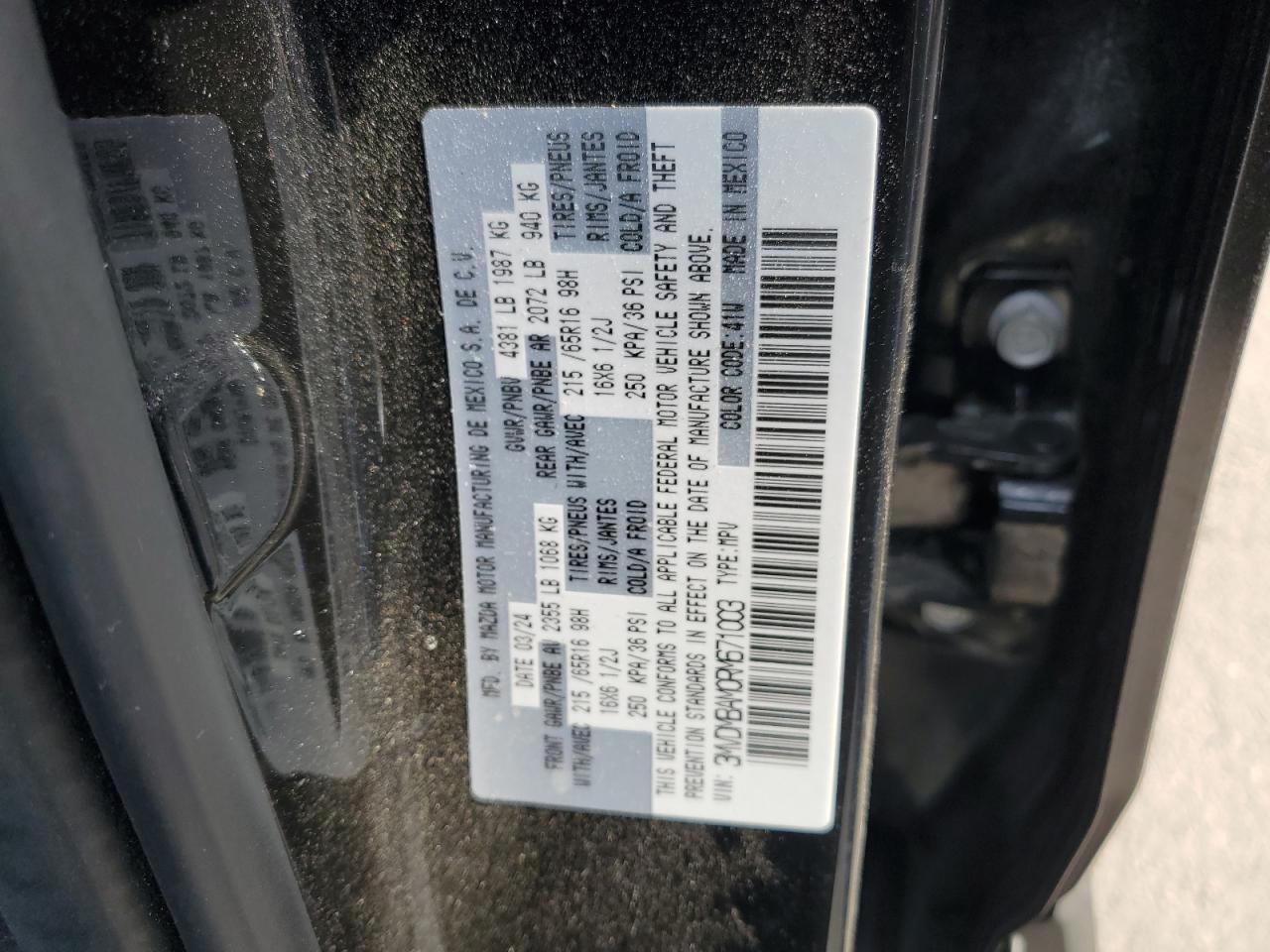 2024 MAZDA CX-30 VIN:3MVDMBAM0RM671003