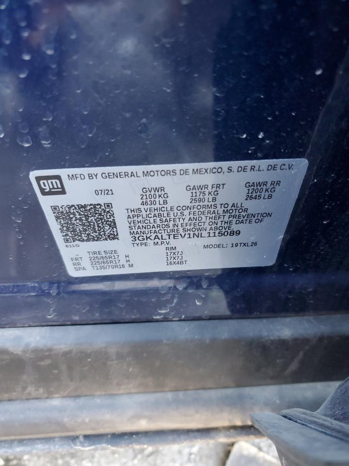 2022 GMC TERRAIN SLE VIN:3GKALTEV1NL115089