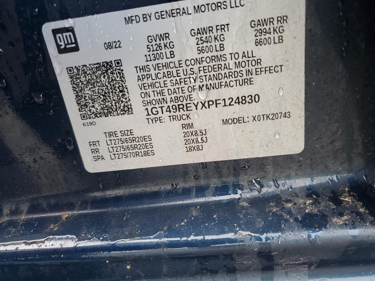 2023 GMC SIERRA K2500 DENALI VIN:1GT49REYXPF124830