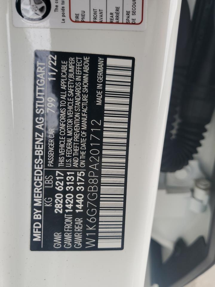 2023 MERCEDES-BENZ S 580 4MATIC VIN:W1K6G7GB8PA201712